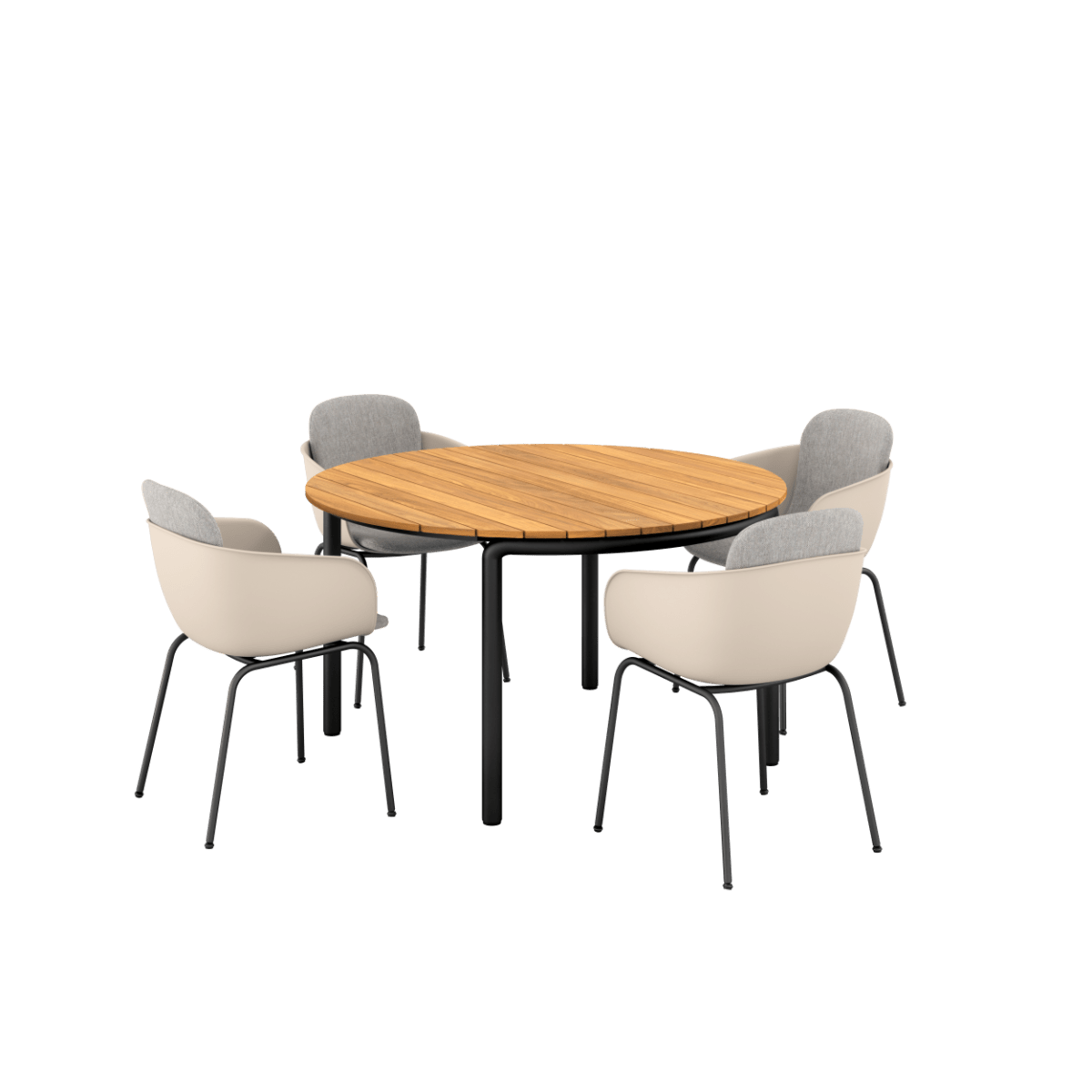  | Patio Dining Table Ø133 + Patio Chair no. One S2 - Taupe Cobana Sand Melange - SACKit - Danmark