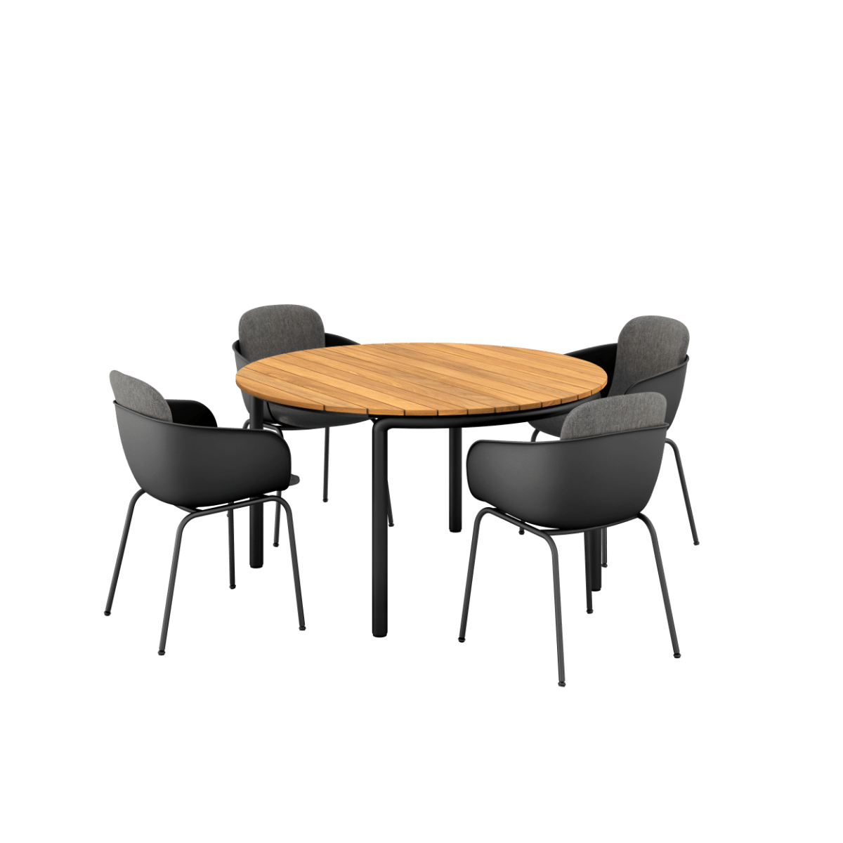  | Patio Dining Table Ø133 + Patio Chair no. One S2 - Black Cobana Brown - SACKit - Danmark