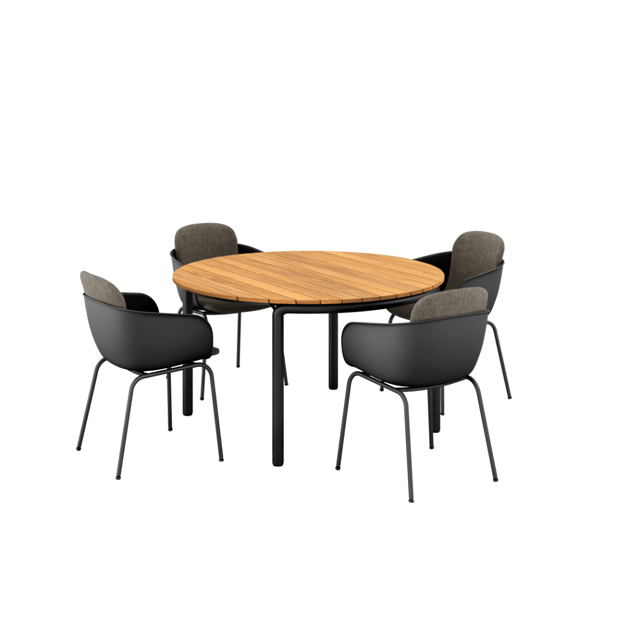  | Patio Dining Table Ø133 + Patio Chair no. One S2 - Black Cobana Grey - SACKit - Danmark