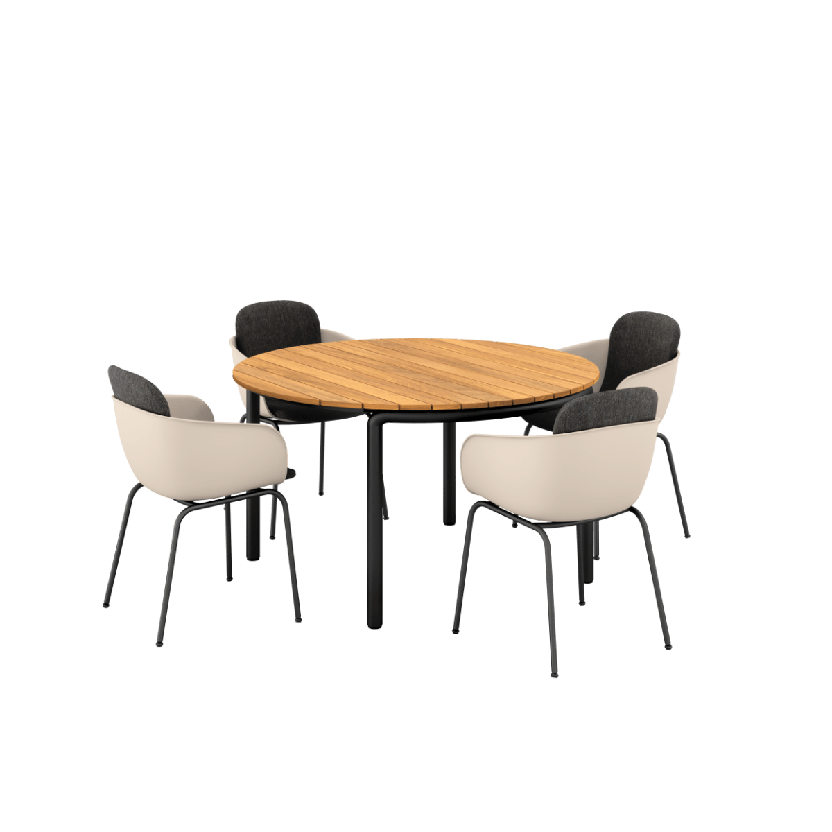  | Patio Dining Table Ø133 + Patio Chair no. One S2 - Taupe Cobana Black - SACKit - Danmark