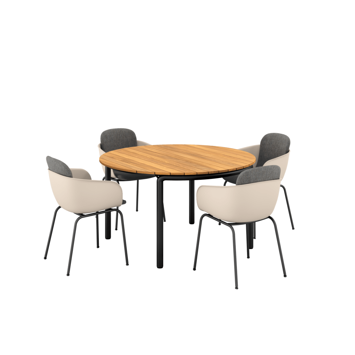  | Patio Dining Table Ø133 + Patio Chair no. One S2 - Taupe Cobana Grey - SACKit - Danmark