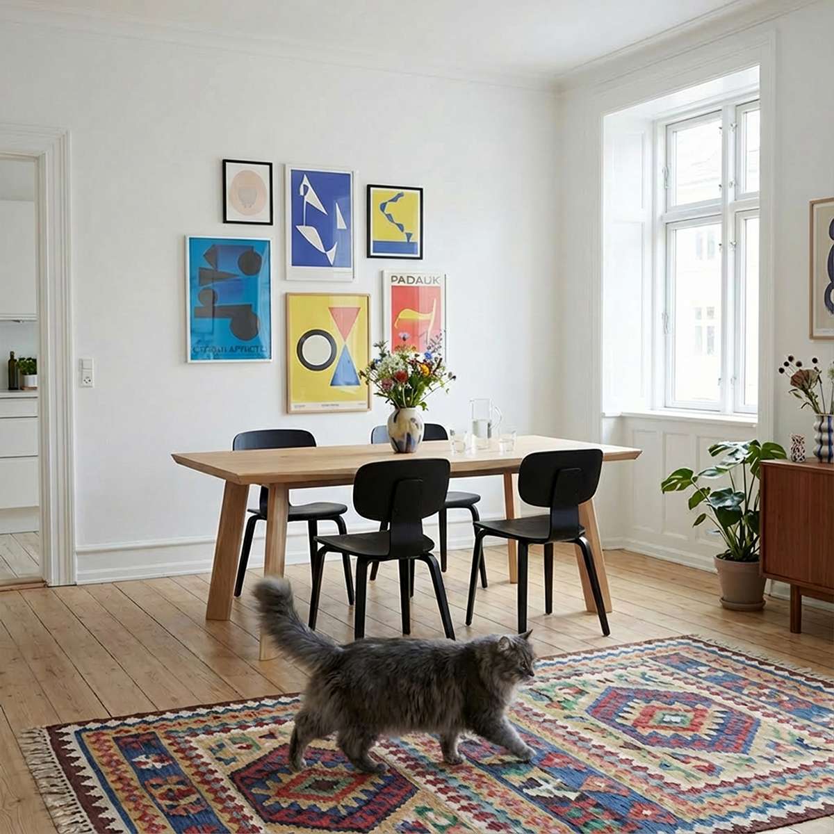 Edge Dining Table i FSC-certificeret europæisk egetræ med facetteret bordplade og massivt egetræsben, 180x90 cm.