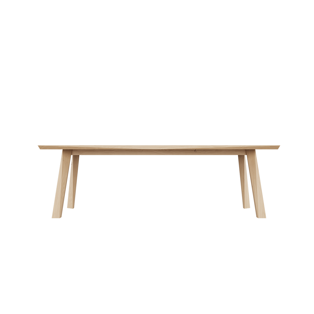 Edge Dining Table i europæisk egetræ med facetteret bordplade og massivt træben, 240x100 cm.