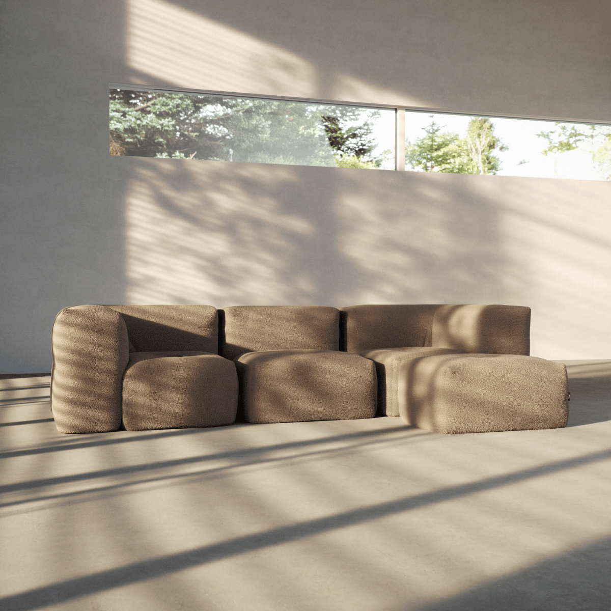  | Soft Sofa Indoor - 3 Seater - Teddy Brown Med puf | SACKit