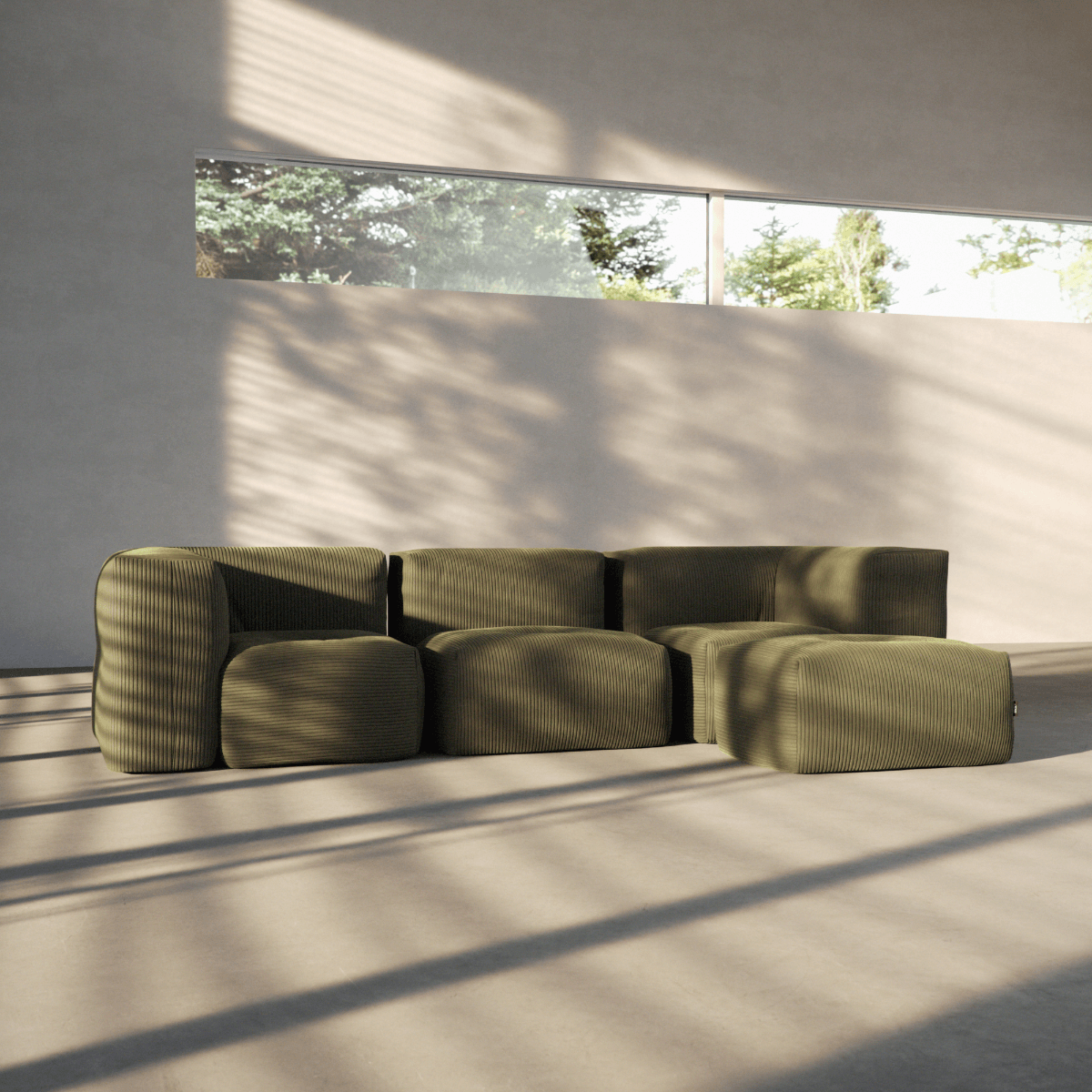  | Soft Sofa Indoor - 3 Seater - Corduroy Olive Med puf | SACKit