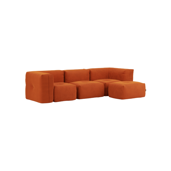 variant_8900618% | Soft Sofa Indoor - 3 Seater - Orange Jaquard Med puf | SACKit