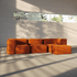  | Soft Sofa Indoor - 3 Seater - Orange Jaquard Med puf | SACKit
