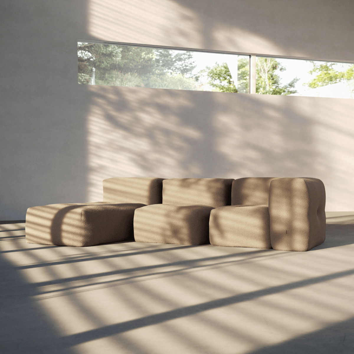  | Soft Sofa Indoor - 3 Seater w/ Lounger - Teddy Brown | SACKit