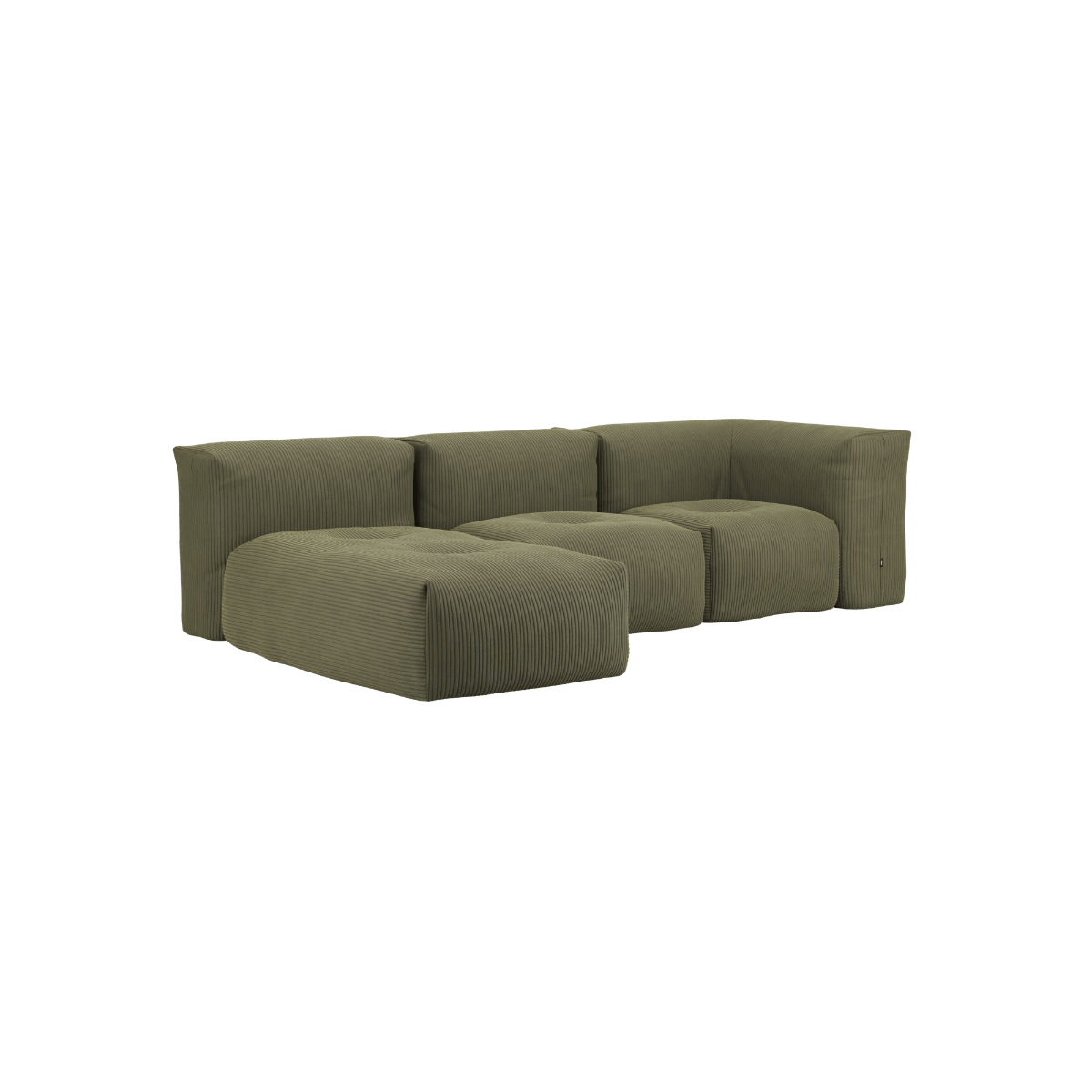 variant_8900623% | Soft Sofa Indoor - 3 Seater w/ Lounger - Corduroy Olive | SACKit