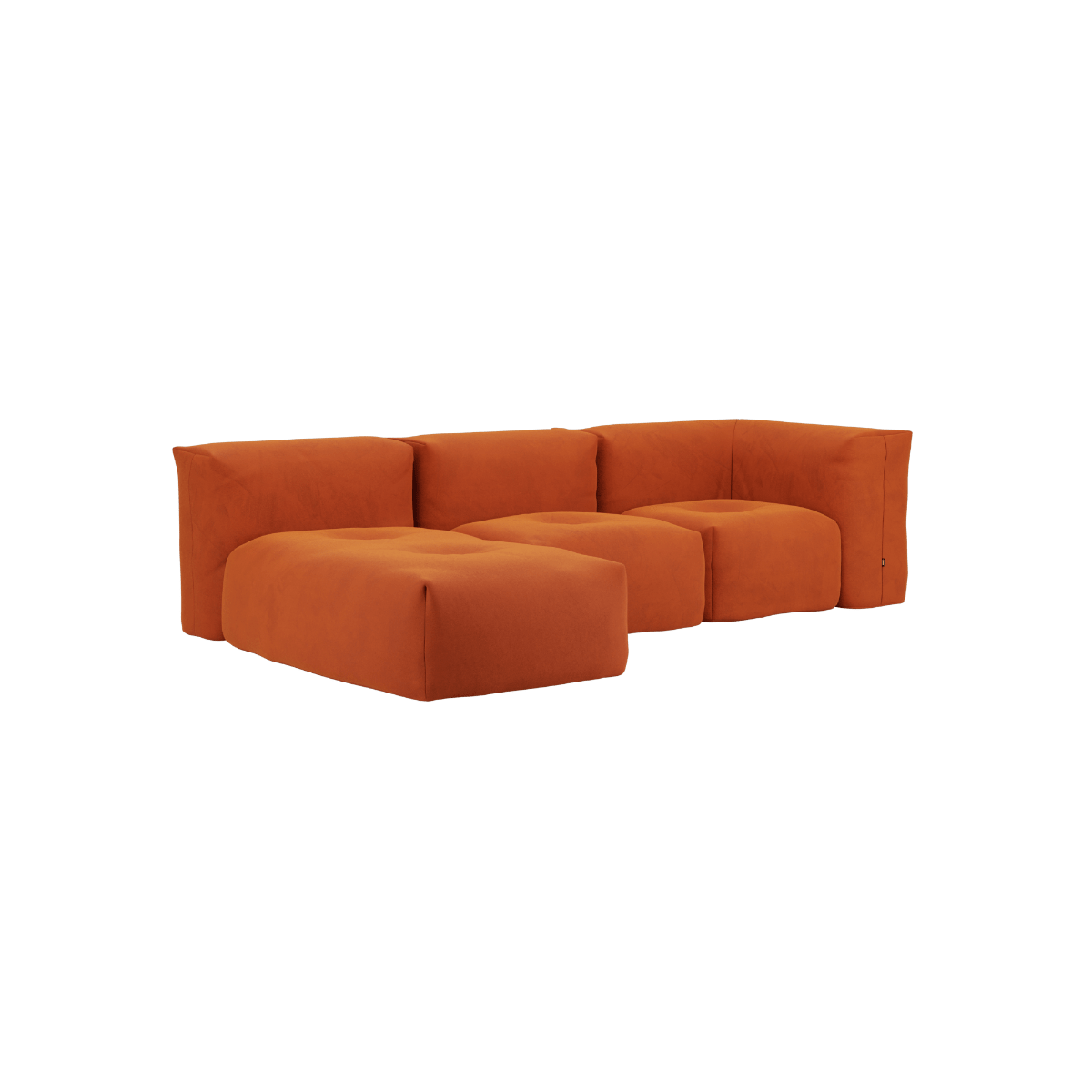 variant_8900624% | Soft Sofa Indoor - 3 Seater w/ Lounger - Orange Jaquard | SACKit