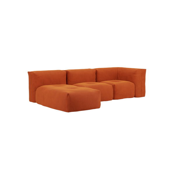 variant_8900624% | Soft Sofa Indoor - 3 Seater w/ Lounger - Orange Jaquard | SACKit