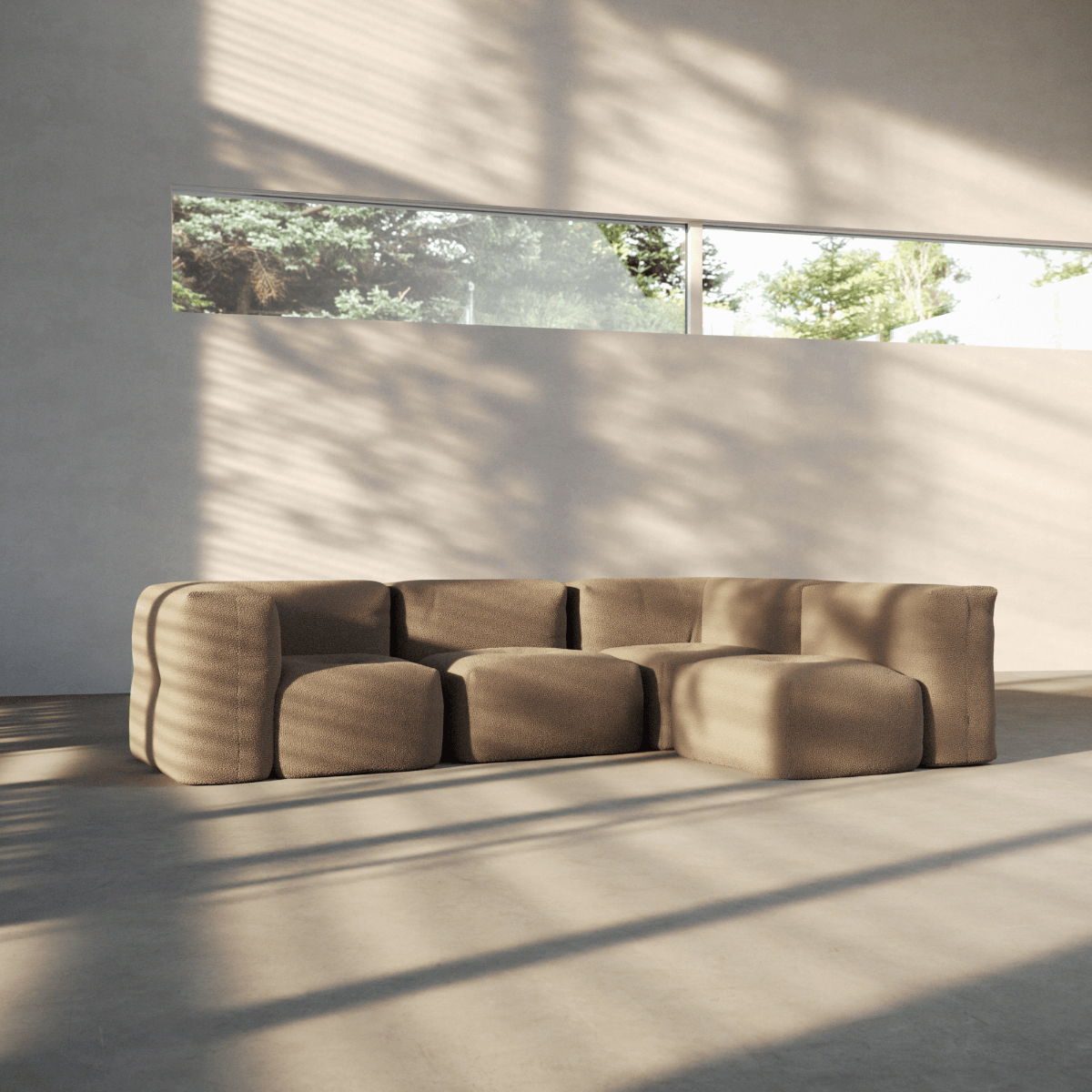  | Soft Sofa Indoor - 4 Seater Corner Sofa - Teddy Brown | SACKit