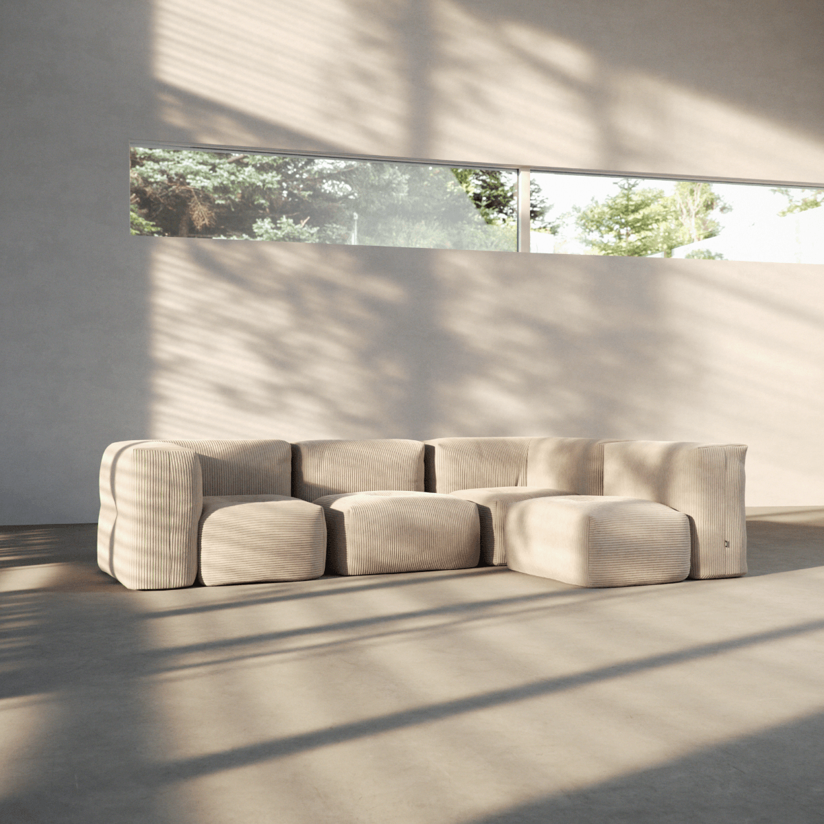 | Soft Sofa Indoor - 4 Seater Corner Sofa - Corduroy Beige | SACKit
