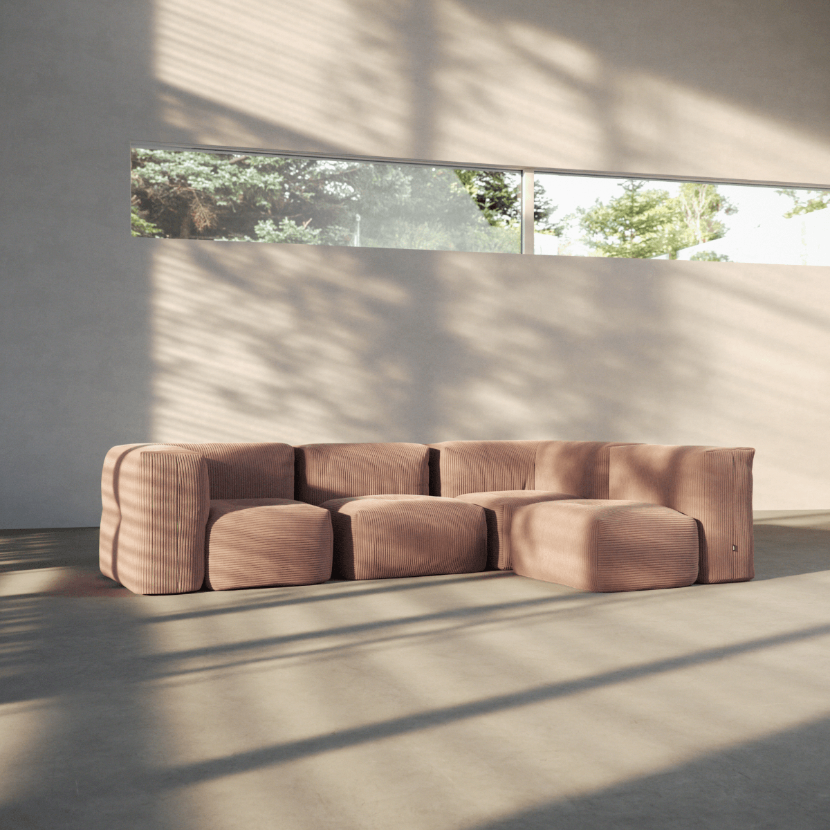  | Soft Sofa Indoor - 4 Seater Corner Sofa - Corduroy Rose | SACKit