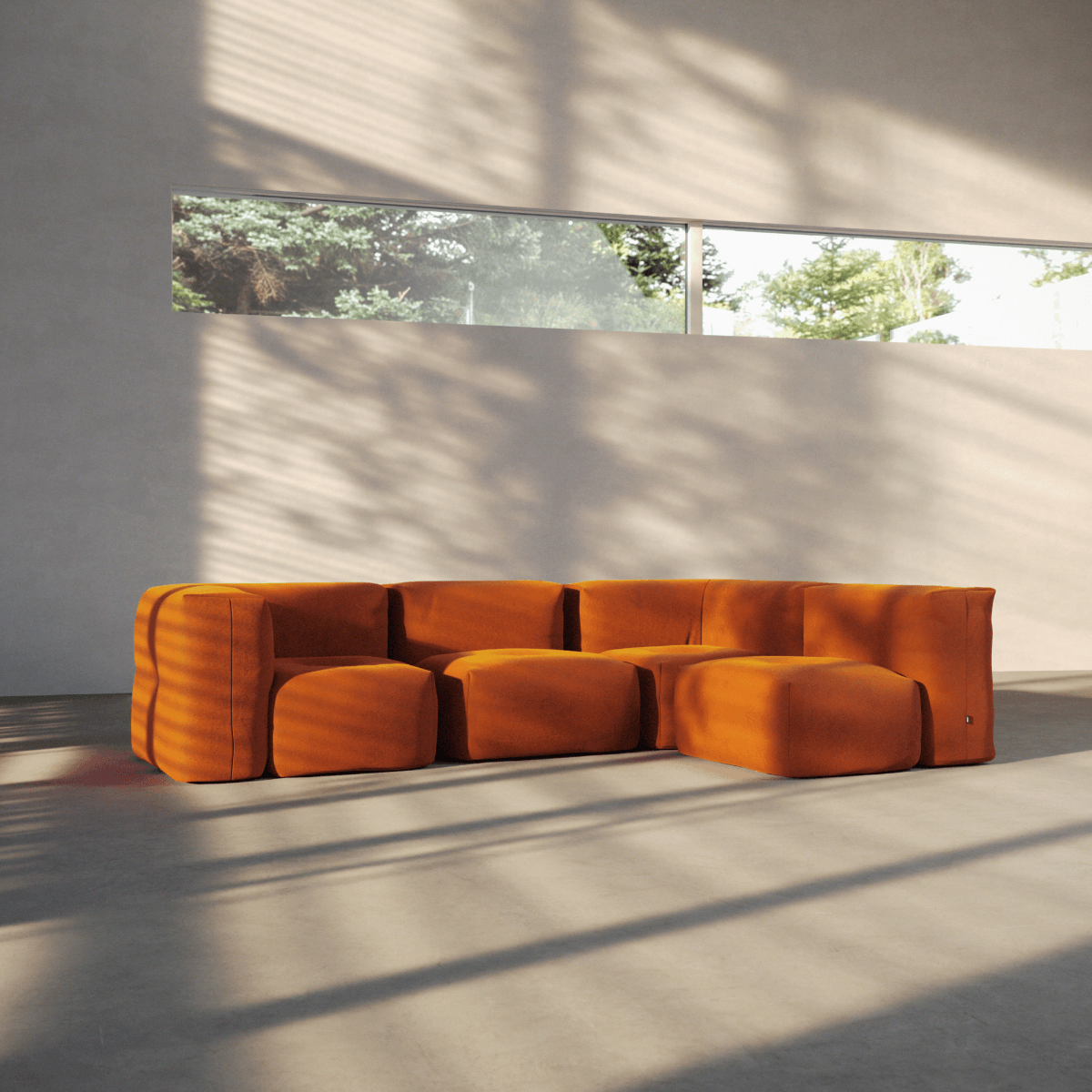 | Soft Sofa Indoor - 4 Seater Corner Sofa - Orange Jaquard | SACKit