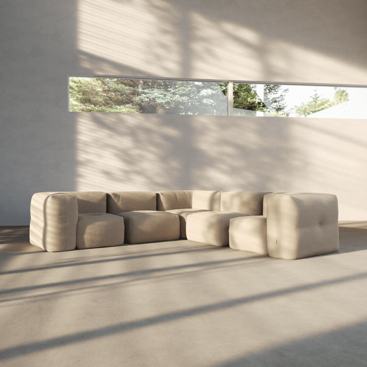  | Soft Sofa Indoor - 5 Seater Corner Sofa - Teddy Beige | SACKit