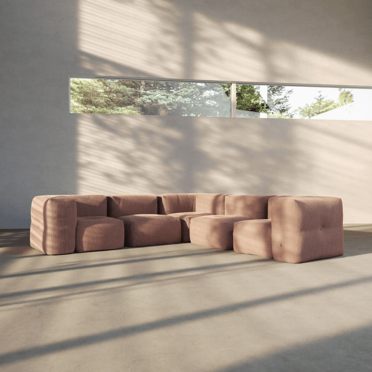  | Soft Sofa Indoor - 5 Seater Corner Sofa - Corduroy Rose | SACKit