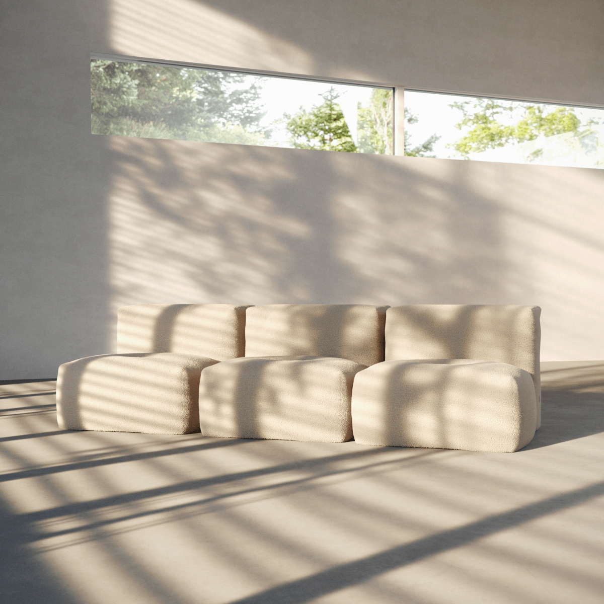  | Soft Sofa Indoor - 3 Seater Open - Teddy Beige Uden puf | SACKit