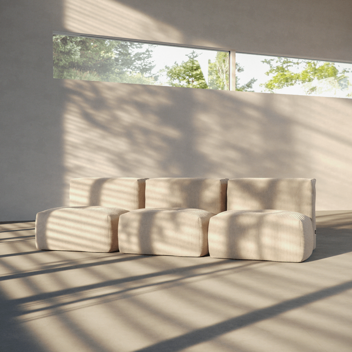  | Soft Sofa Indoor - 3 Seater Open - Corduroy Beige Uden puf | SACKit