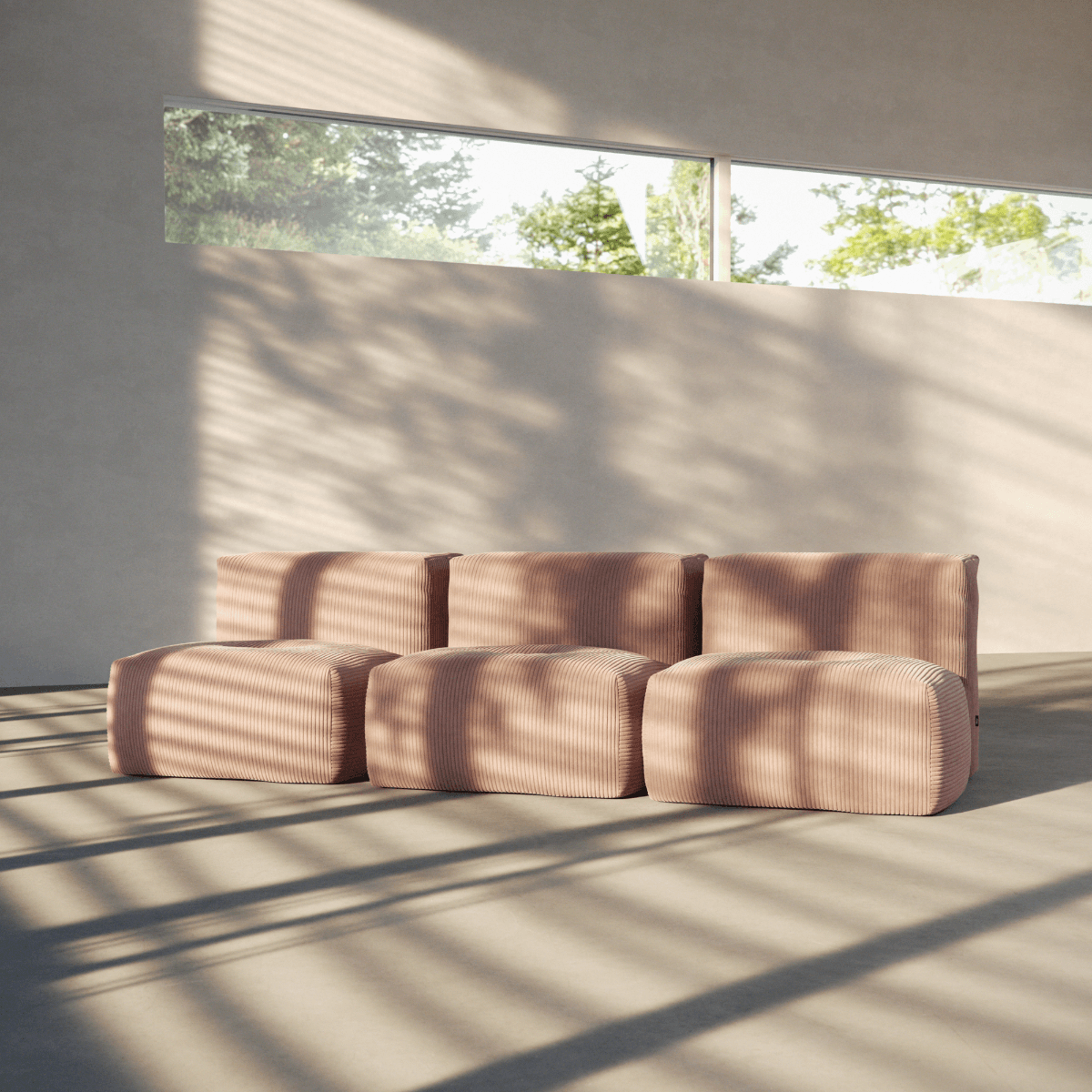  | Soft Sofa Indoor - 3 Seater Open - Corduroy Rose Uden puf | SACKit