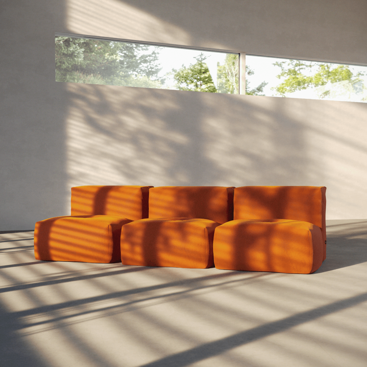  | Soft Sofa Indoor - 3 Seater Open - Orange Jaquard Uden puf | SACKit