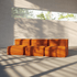  | Soft Sofa Indoor - 3 Seater Open - Orange Jaquard Uden puf | SACKit