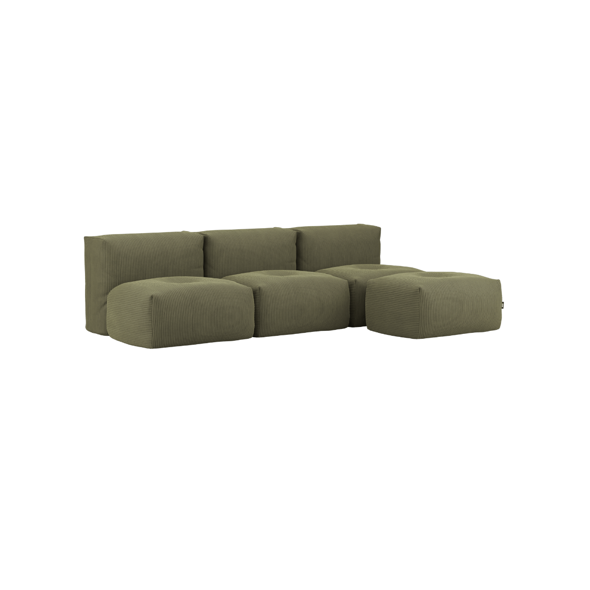  | Soft Sofa Indoor - 3 Seater Open - Corduroy Olive Med puf | SACKit