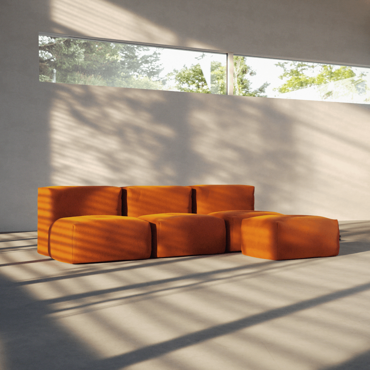  | Soft Sofa Indoor - Pouf - Orange Jaquard | SACKit