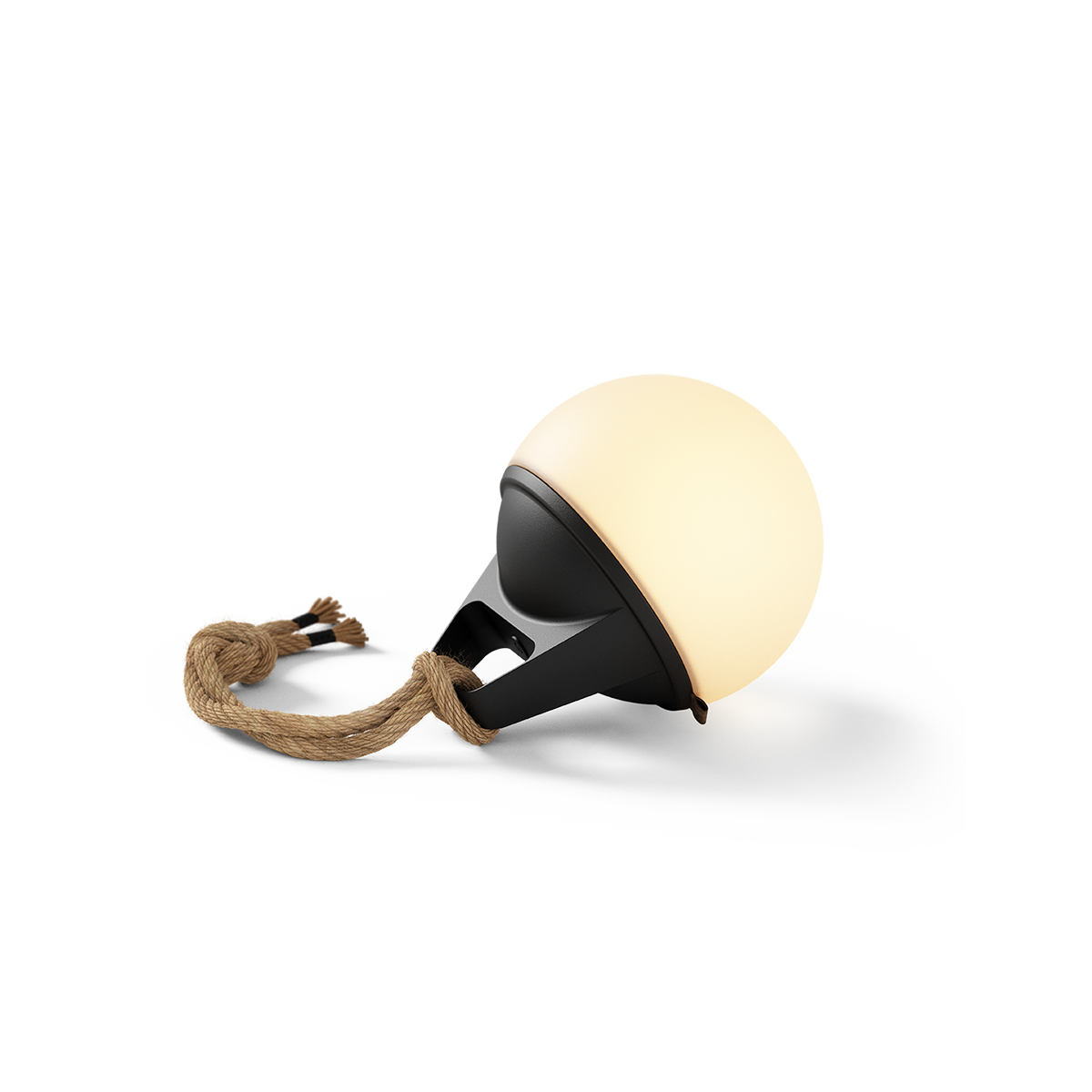 Sort pulverlakeret rustfrit stål Patio Accessory Stand med Light 155 lampe med hvid kuppel og hampreb håndtag.