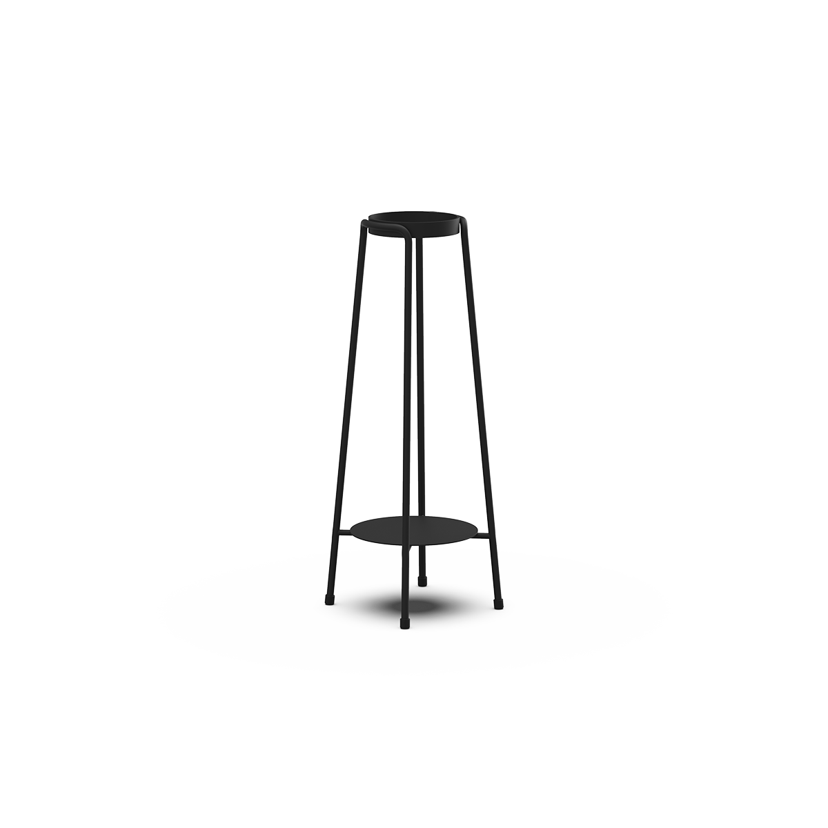 Sort pulverlakeret Patio Accessory Stand Ø14 med SACKit Bio Lamp i rustfrit stål og varmebestandigt glas.