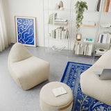 SACKit Pouf Indoor i Teddy Beige stof med rund form og blødt skumfyld.