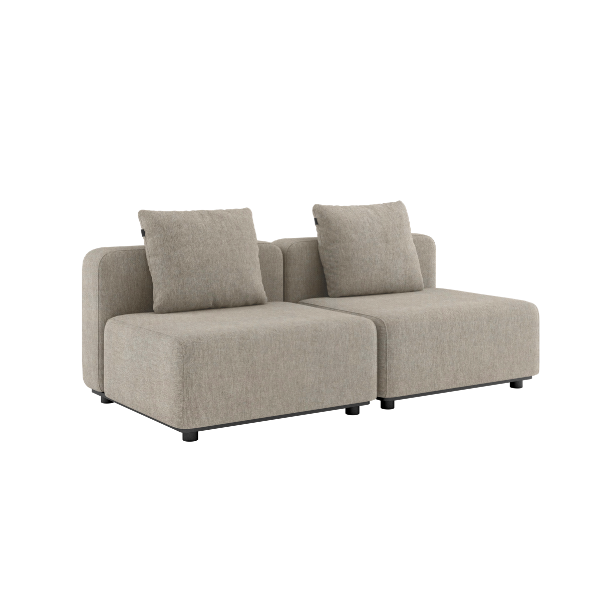 Sandfarvet Cobana loungesofa fra sackit med to moduler og bløde ryghynder i dansk design til udendørs brug