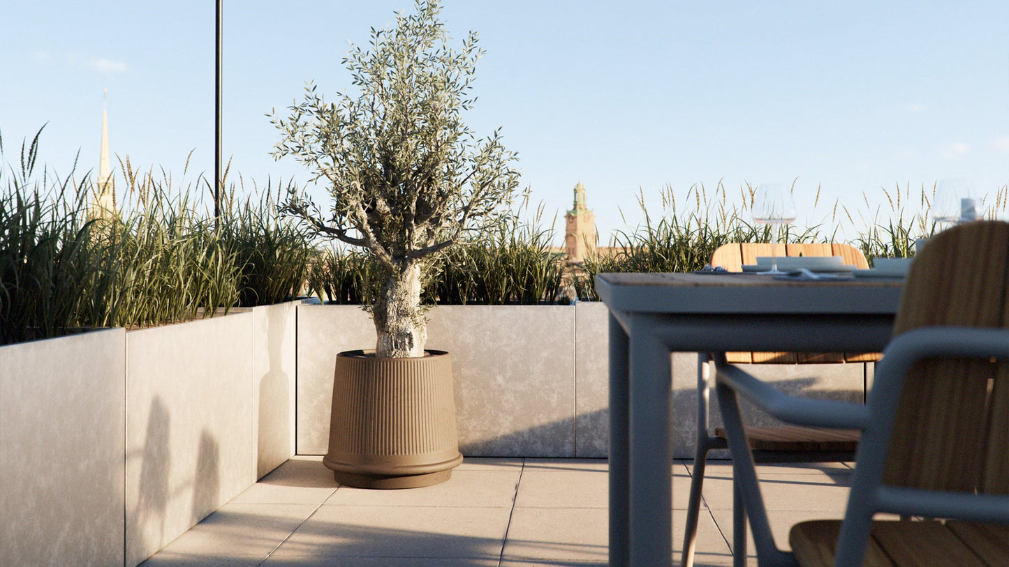 Gaia 38 - Udendørs havekrukke i keramik med klassisk, riflet design - Ø43