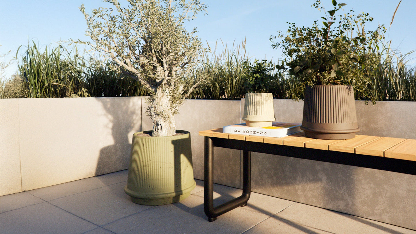 Gaia 38 - Udendørs havekrukke i keramik med klassisk, riflet design - Ø43