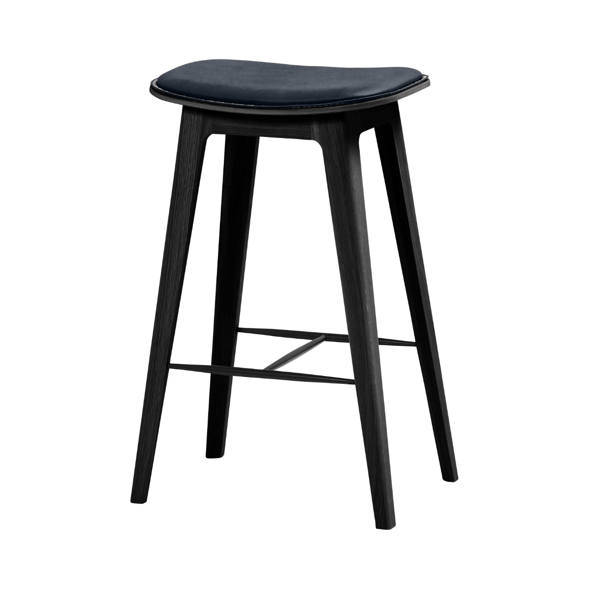  | Nordic Bar Stool - Black Stained Oak with stitches - 73 cm Luna Carbon | SACKit