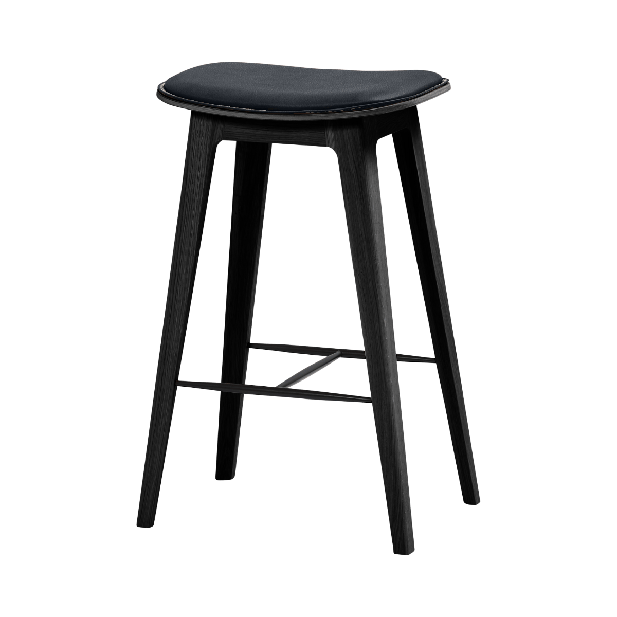  | Nordic Bar Stool - Black Stained Oak with stitches - 73 cm Terra Black | SACKit