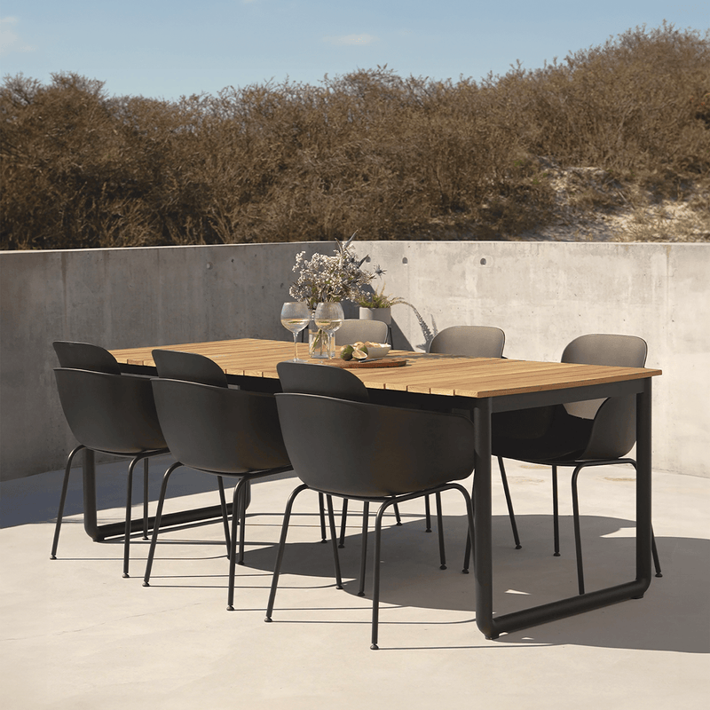 Patio Dining Table 214x90 + Patio Chair no. One S2 | Patio Dining Table 214x90 + Patio Chair no. One S2 - Black Kirra Sand | SACKit