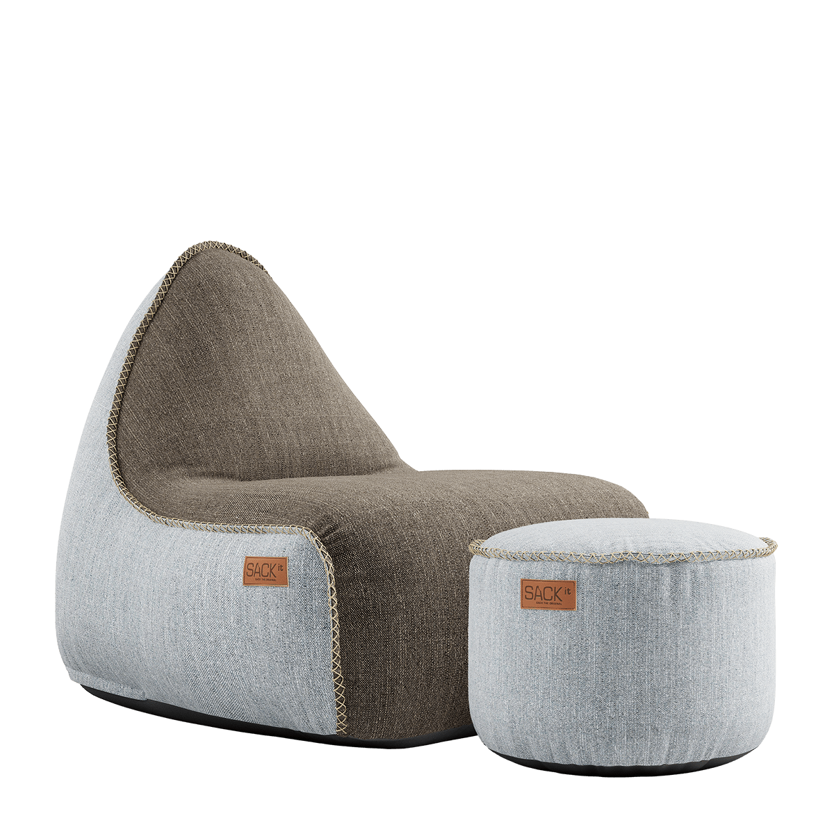 variant_9573099% | Cobana Lounge Chair & Pouf - Brown/White - Cobana Brown/White - White | SACKit