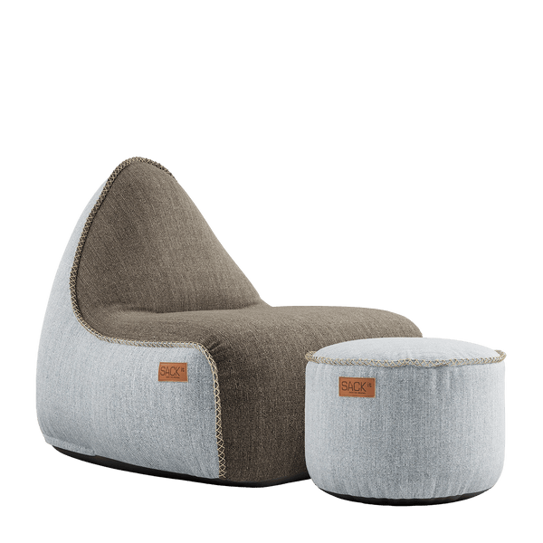 variant_9573099% | Cobana Lounge Chair & Pouf - Brown/White - Cobana Brown/White - White | SACKit