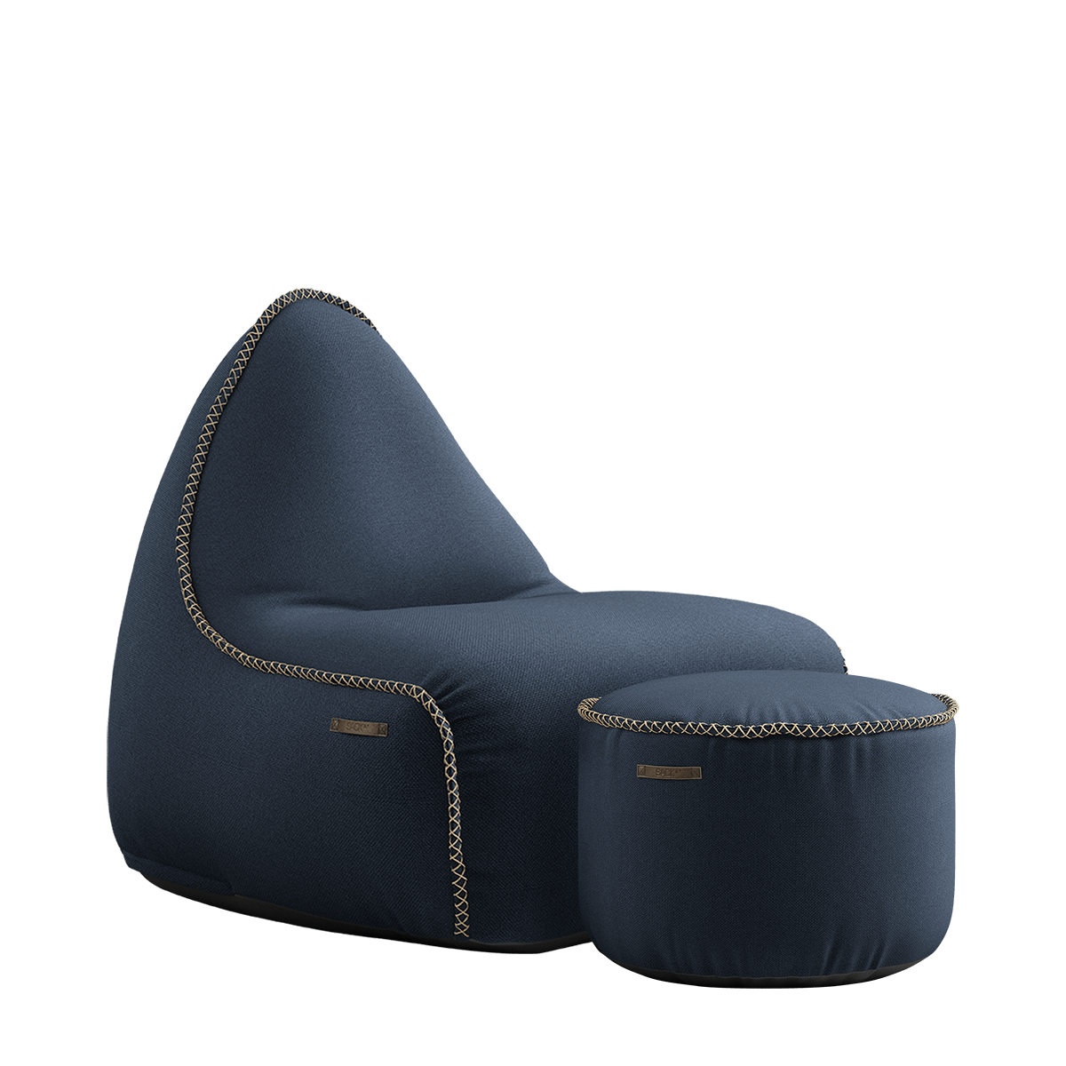  | Cura Lounge Chair & Pouf - Cura Dark Blue | SACKit