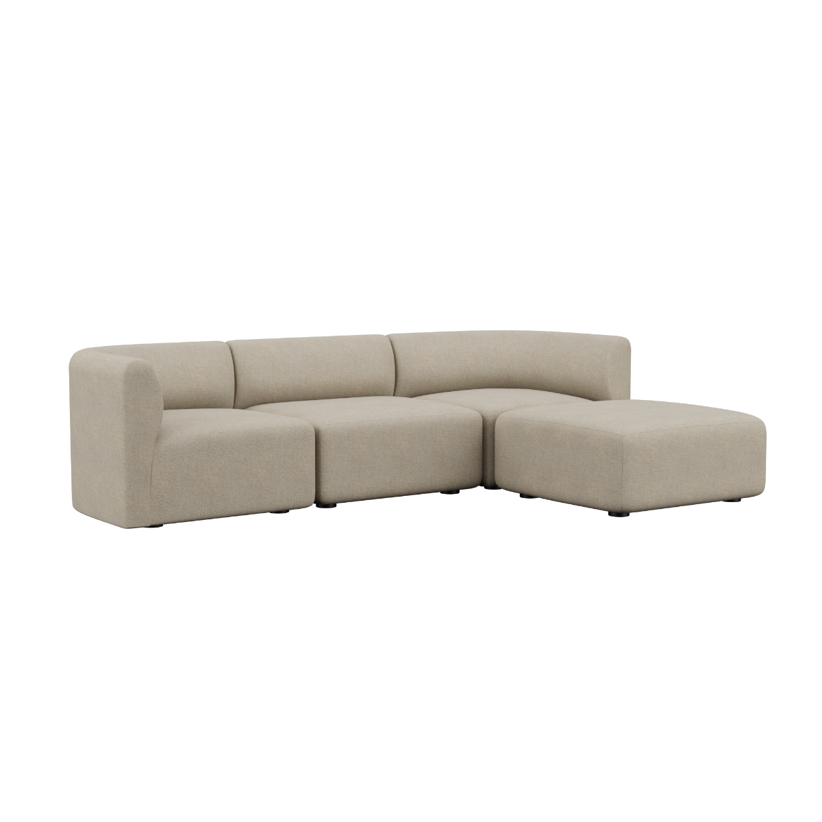 variant_8601108% | Fjord Sofa - 3 pers. - Cosmo Beige Med puf | SACKit