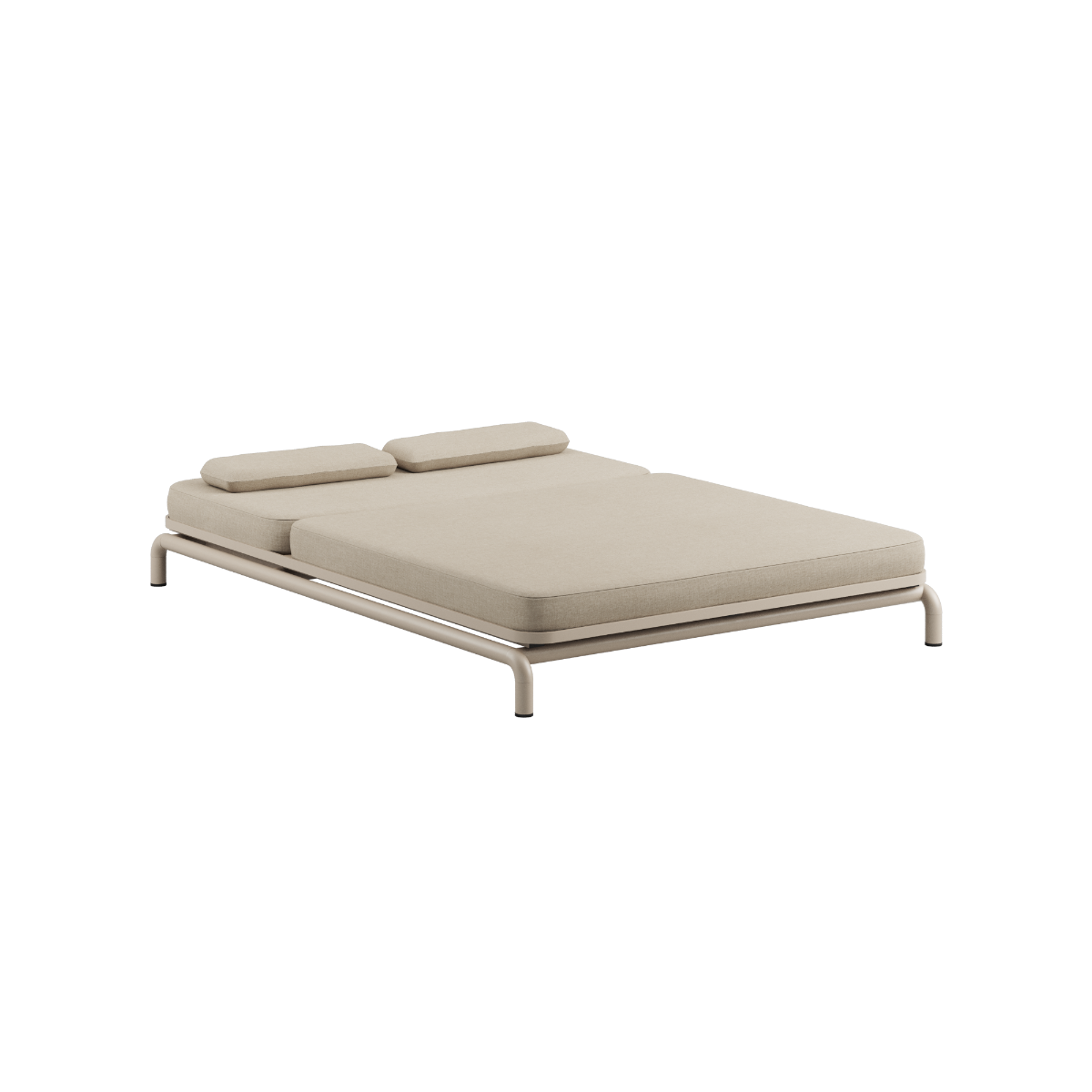 Sandfarvet vandafvisende cover til Kirra Double Sunbed i polyester med strækbart design.