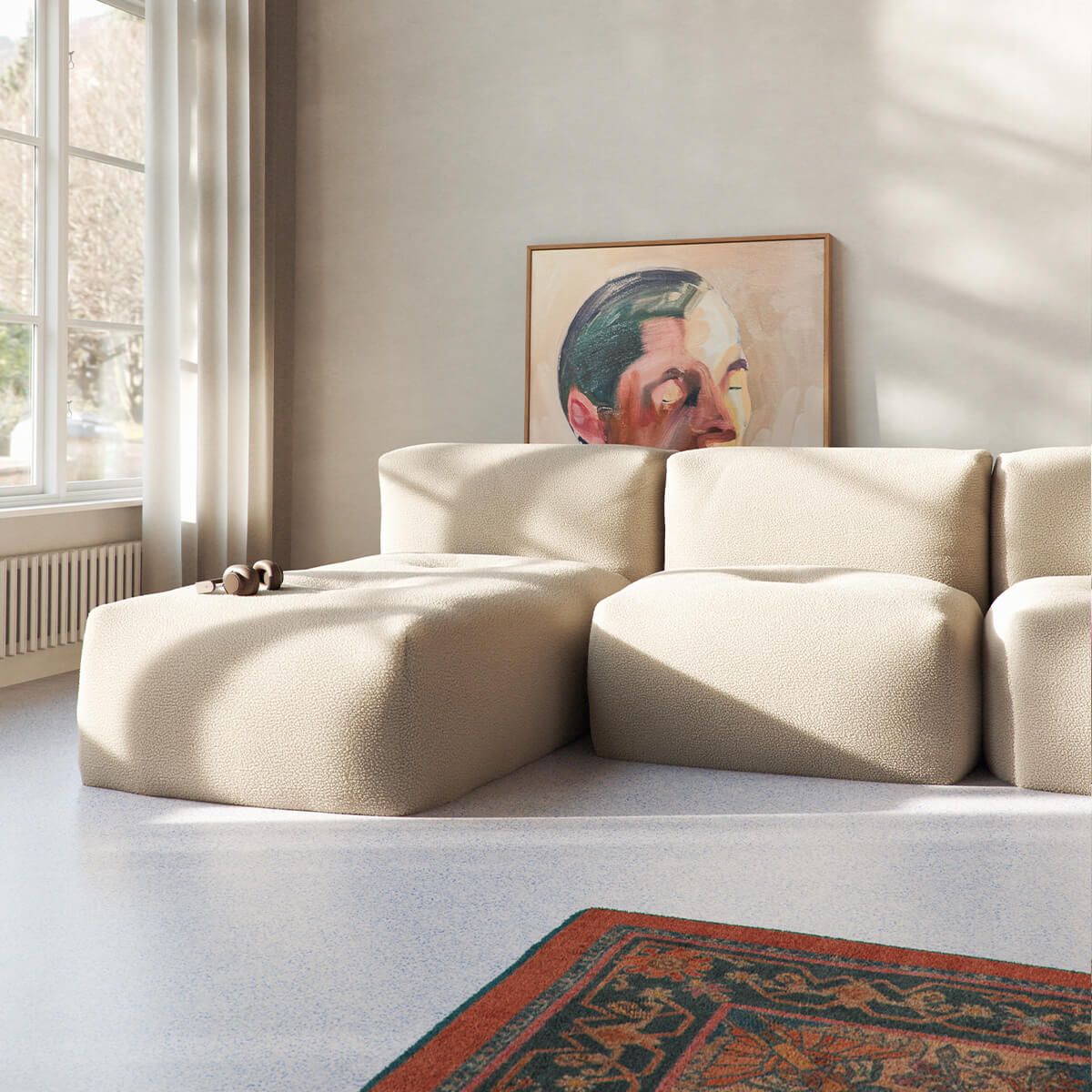  | Soft Sofa Indoor - 3 Seater w/ Lounger - Teddy Beige | SACKit | Soft Sofa Indoor - 3 Seater w/ Lounger - Teddy Beige | SACKit