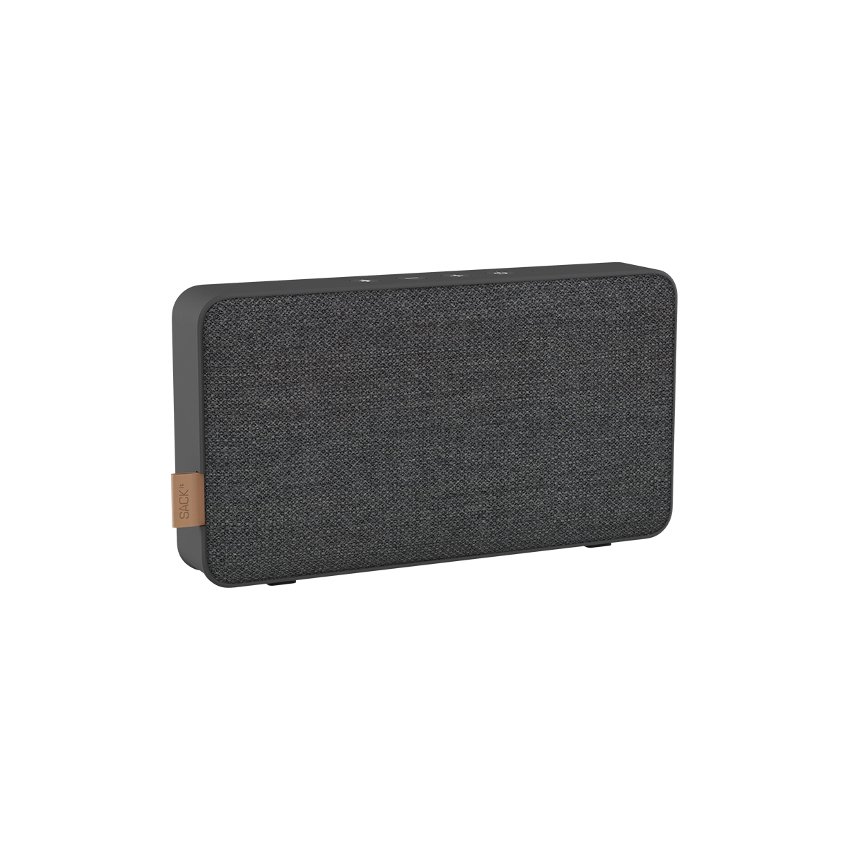 Move 50 Care højttaler i stålgrå med bionedbrydelig ramme og silikoneknapper.