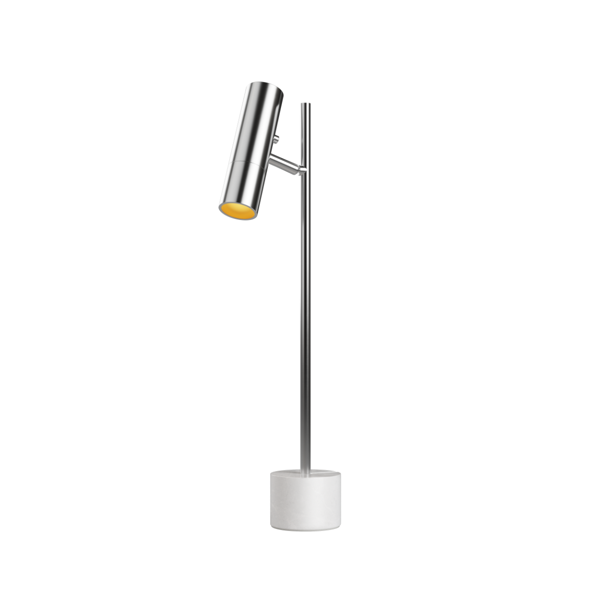 Expo Table bordlampe med poleret marmorfod og sort aluminiumsskærm på hvid baggrund.