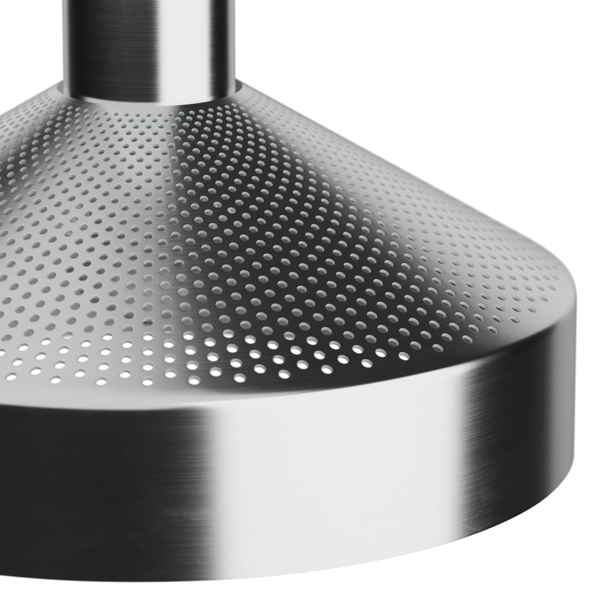 Dawn Pendant Ø25 indendørs lampe i aluminium med perforeret skærm, rund form og hvid inderside.