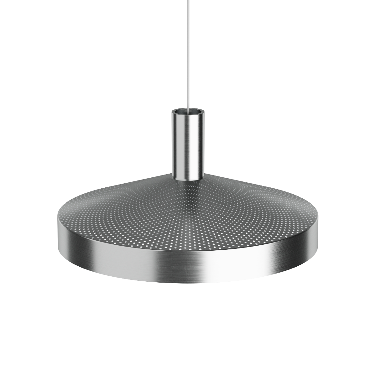 Dawn Pendant Ø40 indendørs lampe med perforeret aluminiumsskærm i poleret finish og rund form.