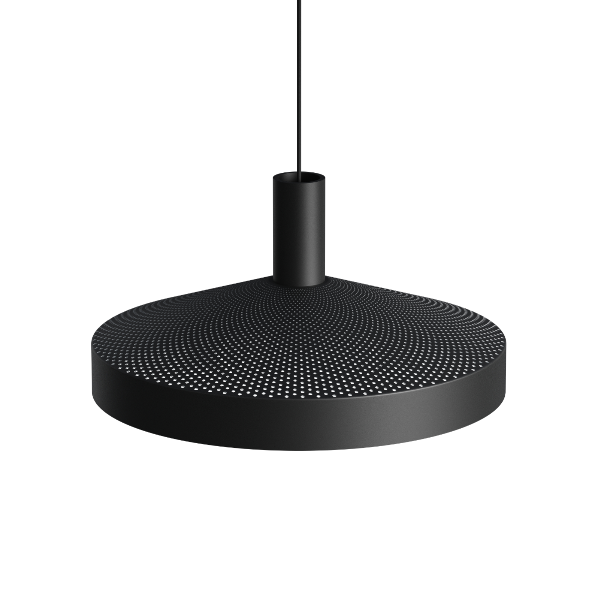 Sort Dawn Pendant Ø40 pendel i aluminium med perforeret top og hvidmalet inderskærm.