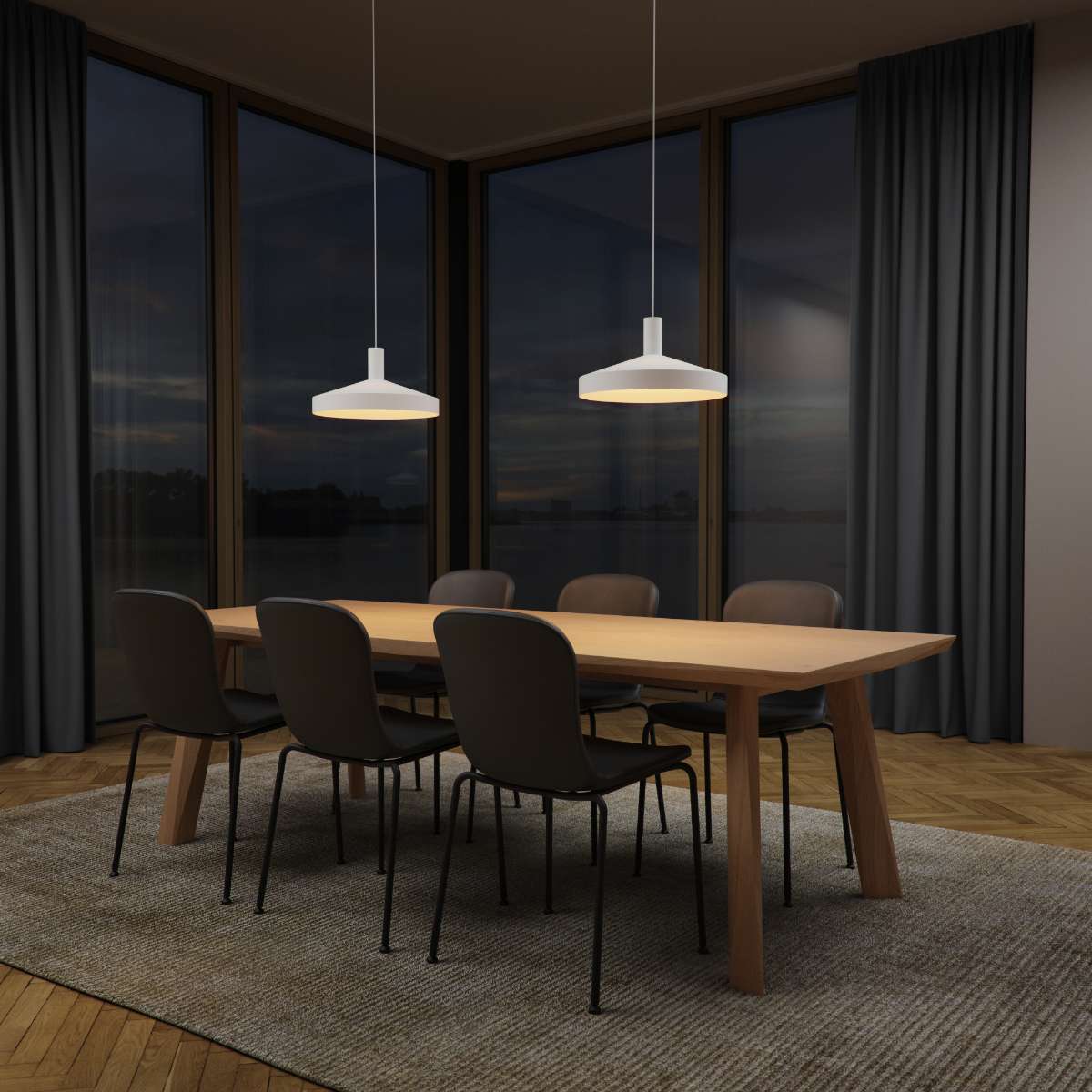 Hvid Dawn Pendant Ø40 pendel i aluminium med perforeret top og hvidmalet inderskærm.