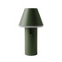 Grøn trådløs Cone bordlampe fra sackit med konisk skærm og cylindrisk krop i pulverlakeret aluminium til stemningsfuldt lys inde og ude
